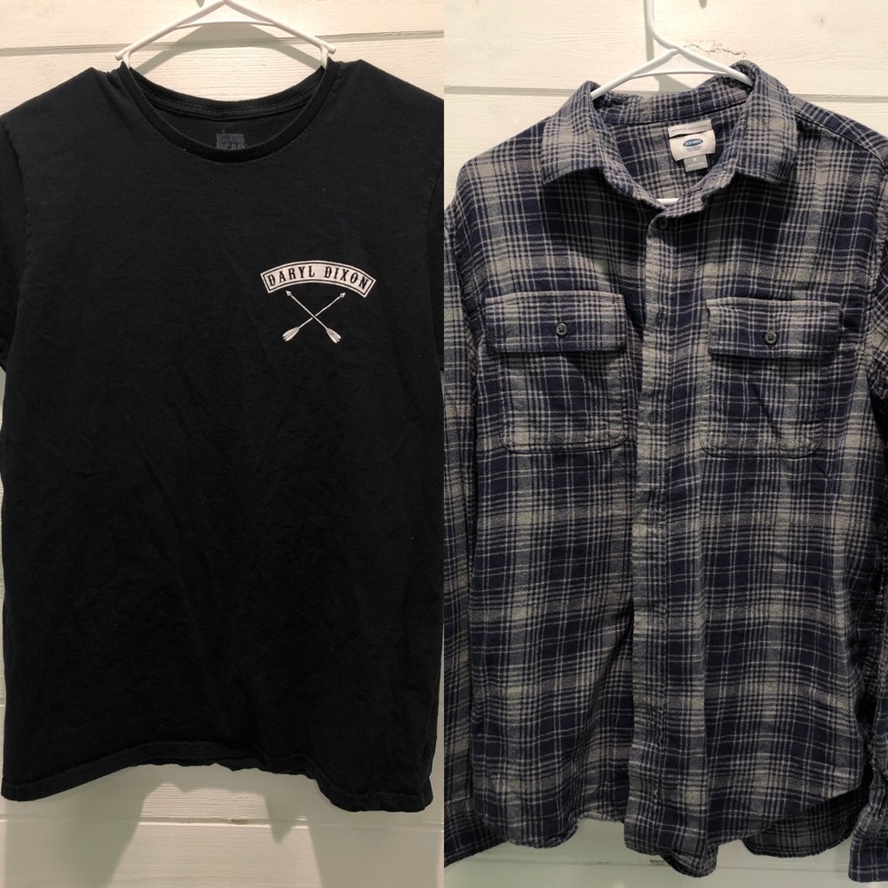 Old Navy Men’s Flannel and Walking Dead Tee!